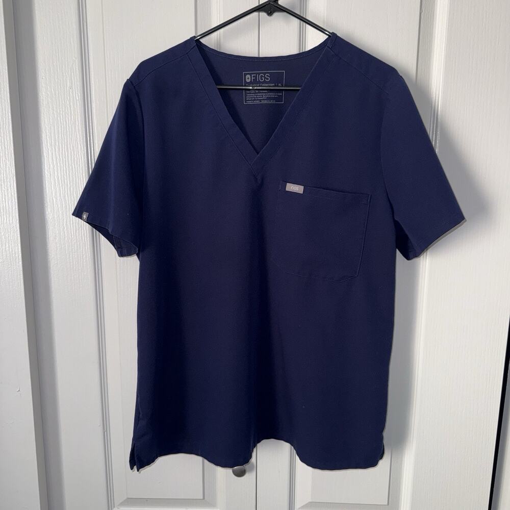 Figs Technical Collection Catarina One Pocket Scrub Top Shirt Women XL Navy Blue